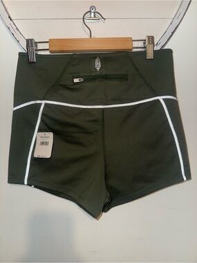 Free People High-Waist Olive Green Active Shorts